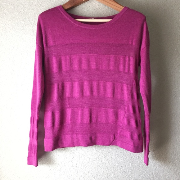 LOFT Sweaters - LOFT Pink Purple Wool Striped Sweater